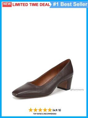Women's Leather Slip On Block Heel Square Toe Pumps 2 Inch Heel